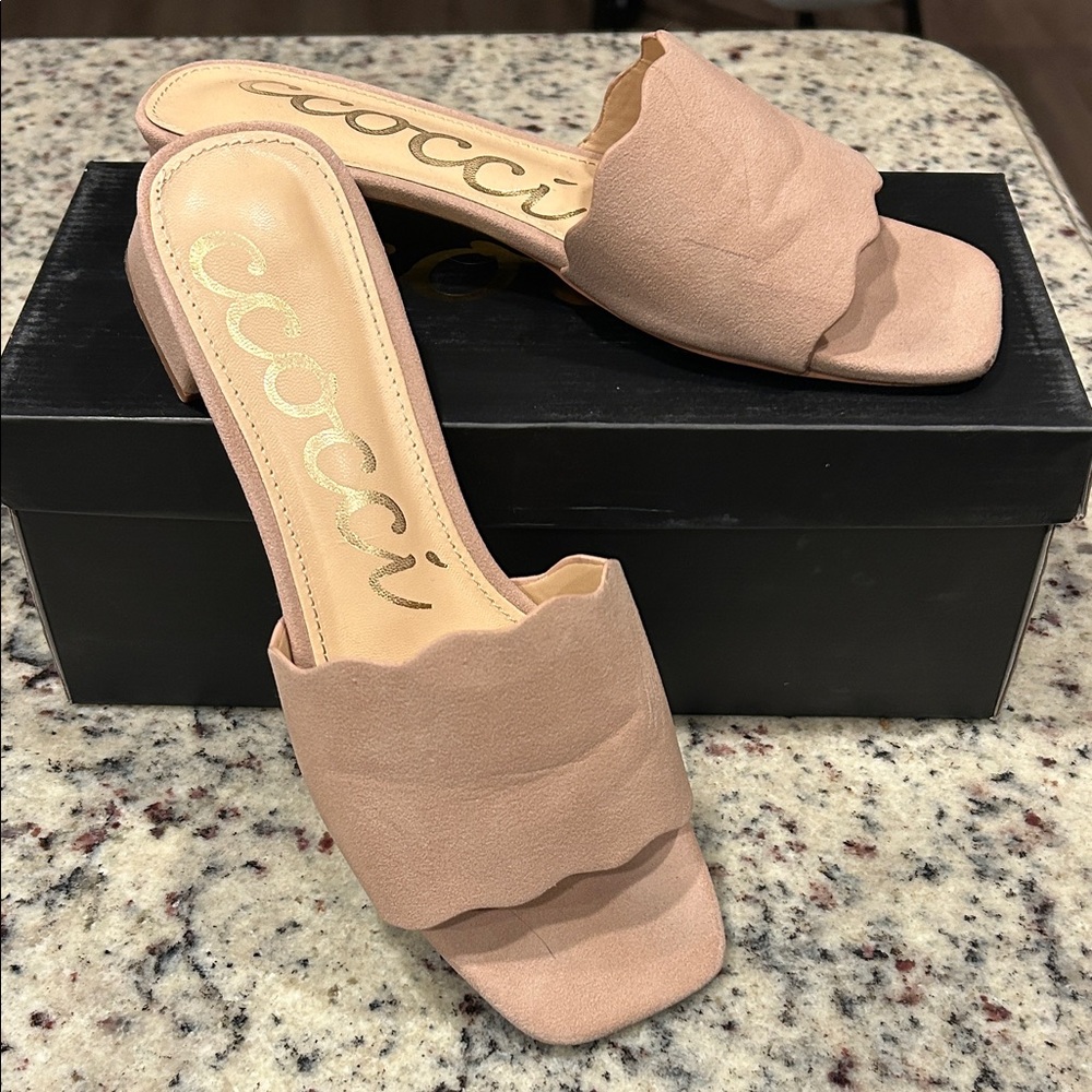 CCOCCI Sasha Scalloped Mauve Mules with Comfort Footbed